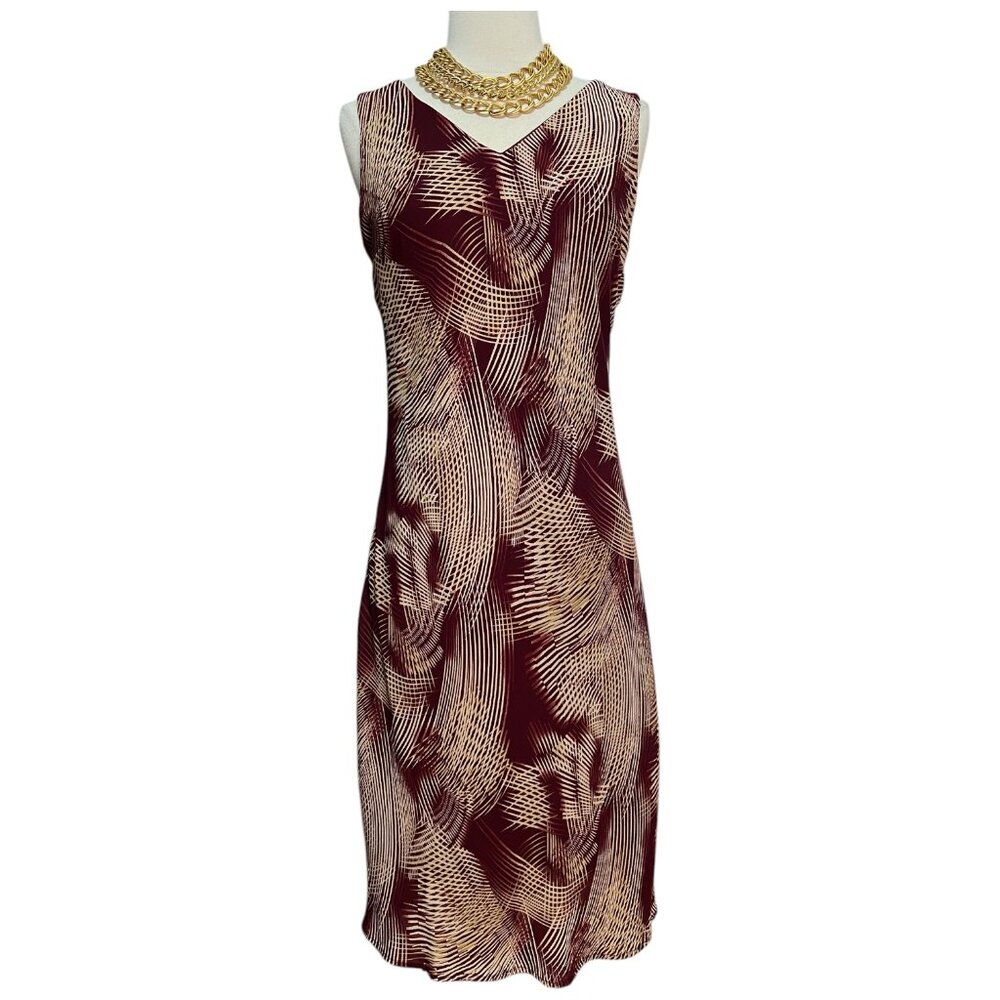 Burgundy, gold and cream midi tank dress